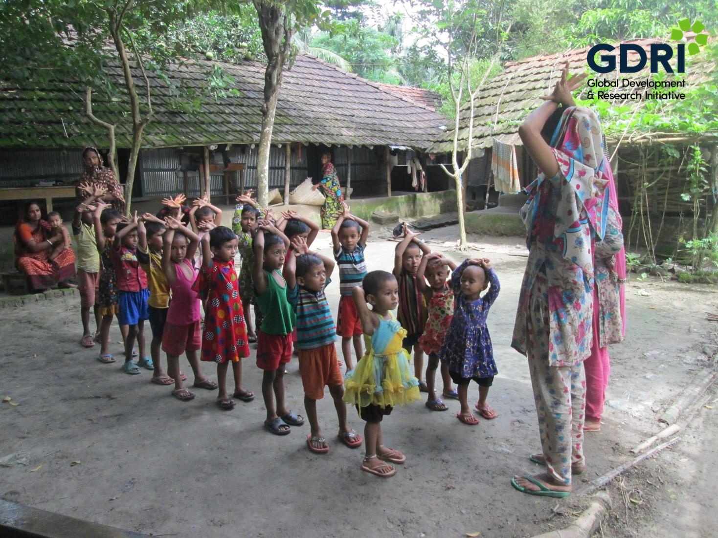Students performing physical exercises at the start of class